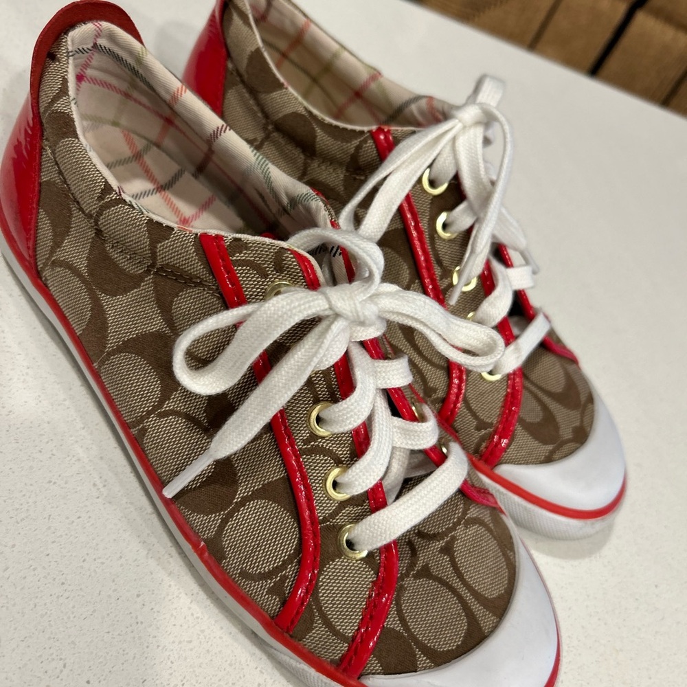 Coach Women's Sneakers in Red and Brown